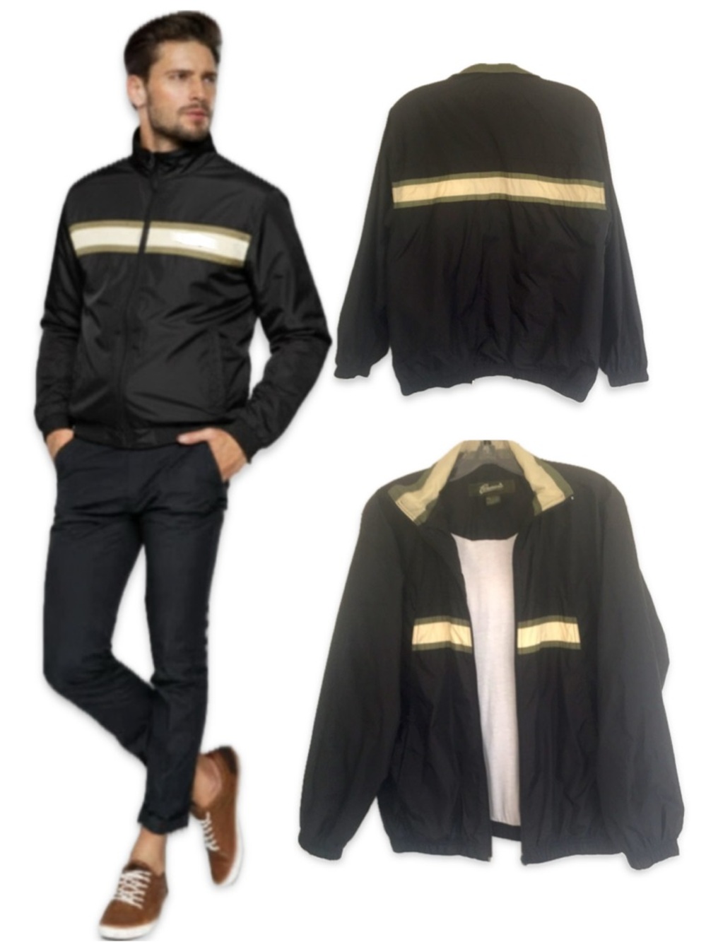 Penmans Colorblock Lined Windbreaker Rain Jacket Black Pastel Green Small NWOT